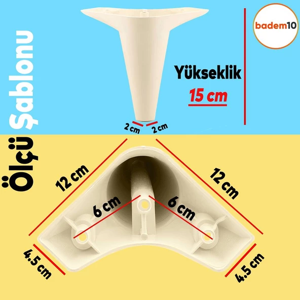 Aspen Lüks Mobilya Kanepe Koltuk Tv Ünitesi Baza Yükseltici Ayağı Ayakları 15 Cm Krem Ayak - 2
