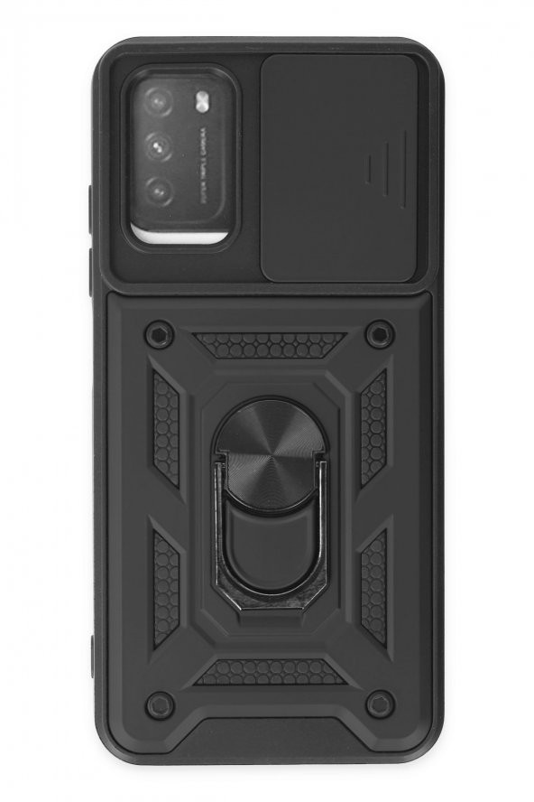 Xiaomi Redmi Note 9 4G Kılıf Pars Lens Yüzüklü Kamera Sürgülü Silikon Kılıf