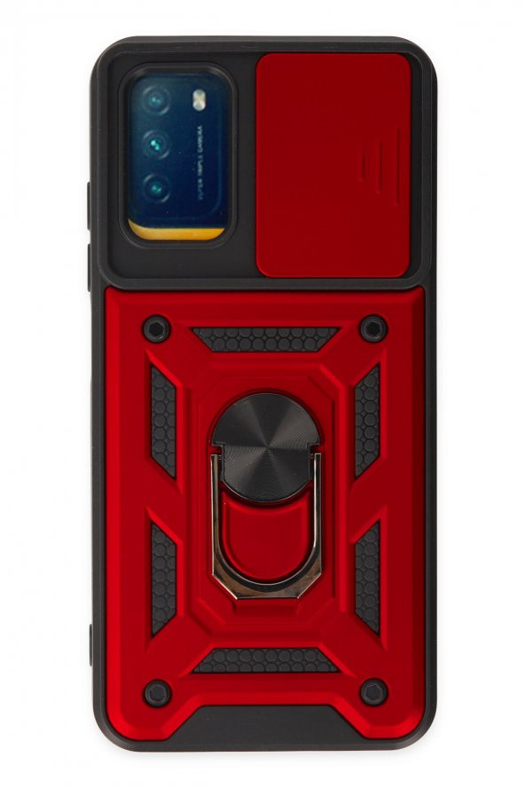 Xiaomi Redmi Note 9 4G Kılıf Pars Lens Yüzüklü Kamera Sürgülü Silikon Kılıf - 4