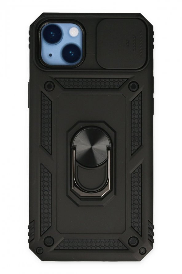 iPhone 14 Plus Kılıf Pars Lens Yüzüklü Kamera Sürgülü Silikon Kılıf - 1