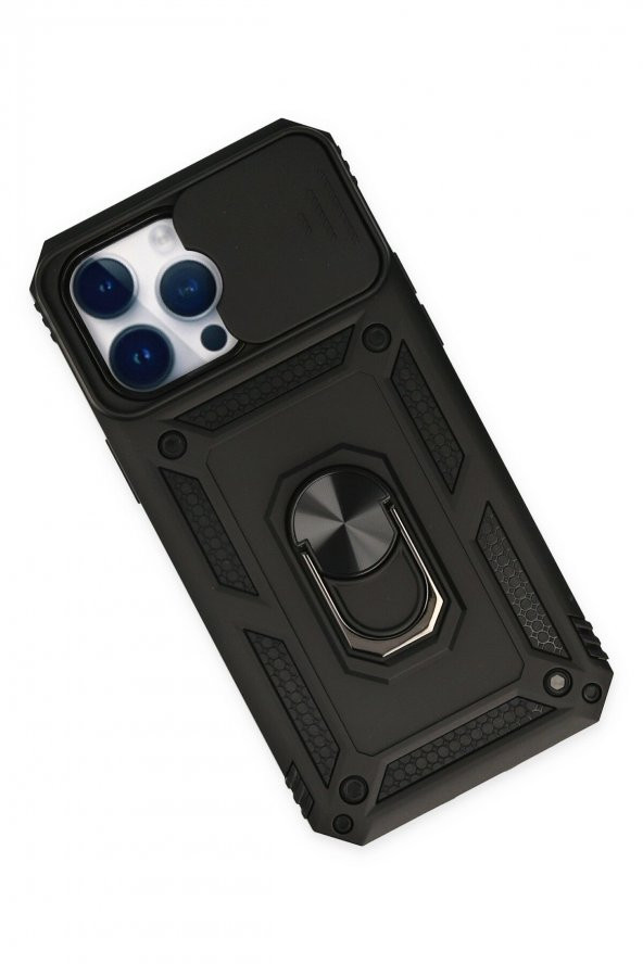 iPhone 14 Pro Max Kılıf Pars Lens Yüzüklü Kamera Sürgülü Silikon Kılıf - Resim 3