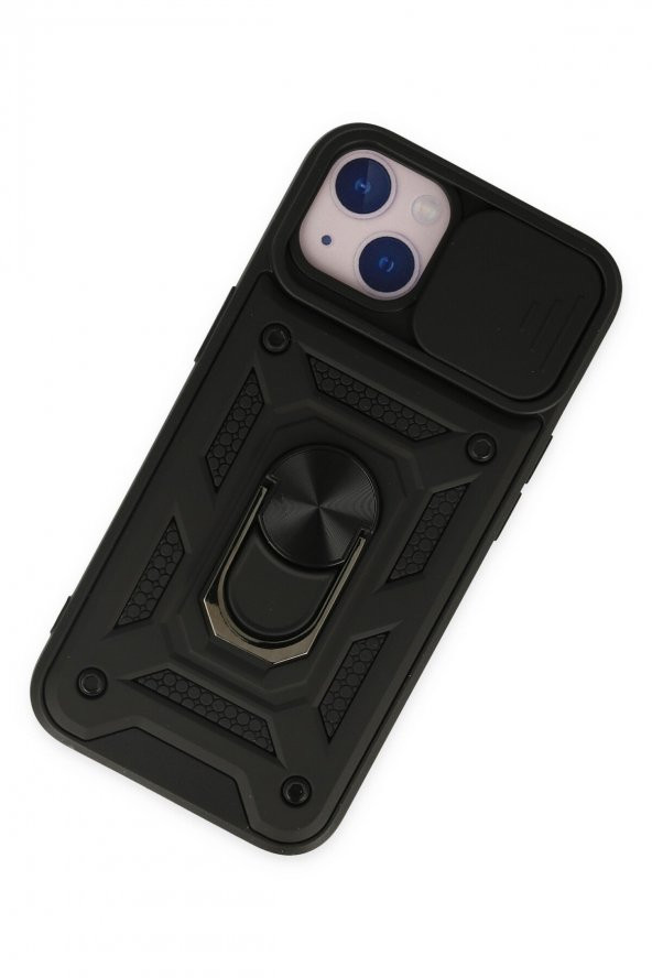 iPhone 14 Kılıf Pars Lens Yüzüklü Kamera Sürgülü Silikon Kılıf - Resim 3