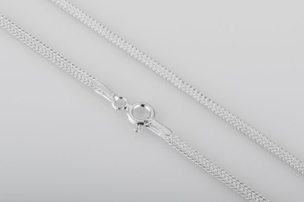 925 Ayar Gümüş Tilki Kuyruğu Örme Kare Model Zincir Kolye  1,7 mm
