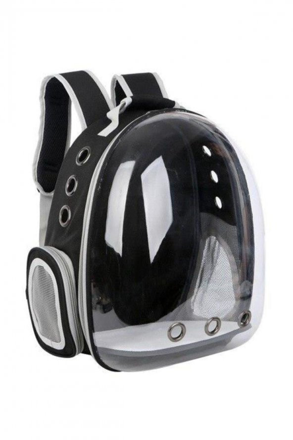 Şeffaf - Siyah Astronot Kedi Köpek Taşıma Çantası 42x22x33 Cm