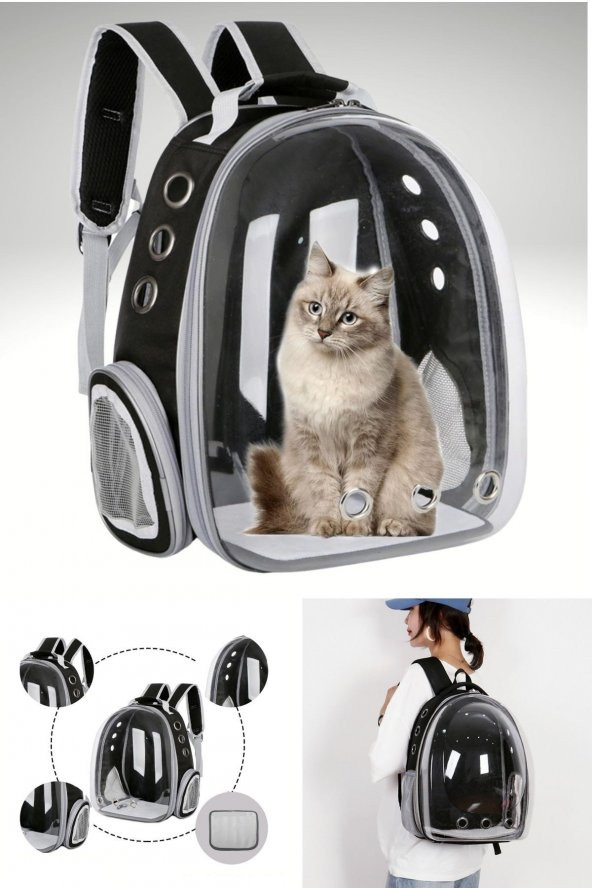 8 Kg Ağırlığa Kadar Kedi Ve Köpek Taşıyabilen Şeffaf Astronot Kapsül Kedi Köpek Seyahat Çantası - 4