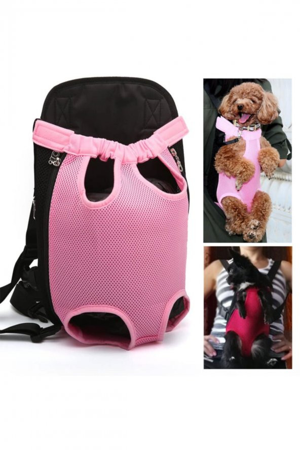 Kedi Köpek Gögüs Çanta Nefes Alabilir Kumaş Ultra Kanfor Kedi Köpek Taşıma Çantası Pembe