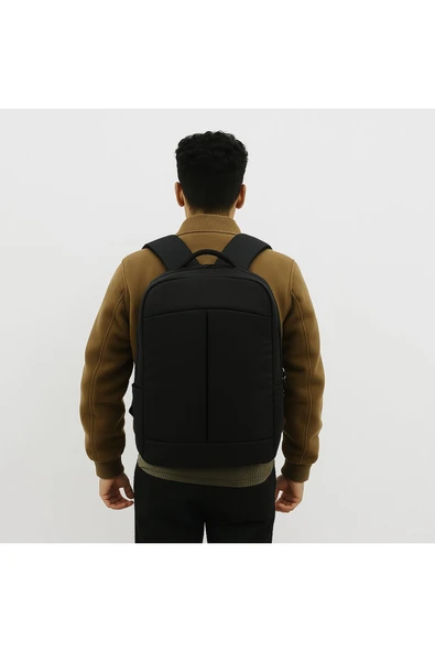northern fashion 15.6" Notebook Bilgisayar Laptop Sırt Çantası Su Geçirmez Kumaş ve Fermuarlı Siyah - 4