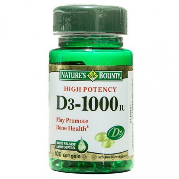 Natures Bounty Vitamin D3 1000 Iu 100 Softjel