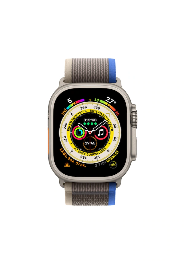 Apple Watch Ultra GPS + Cellular 49mm Titanyum Kasa ve Mavi-Gri-Trail Akıllı Saat