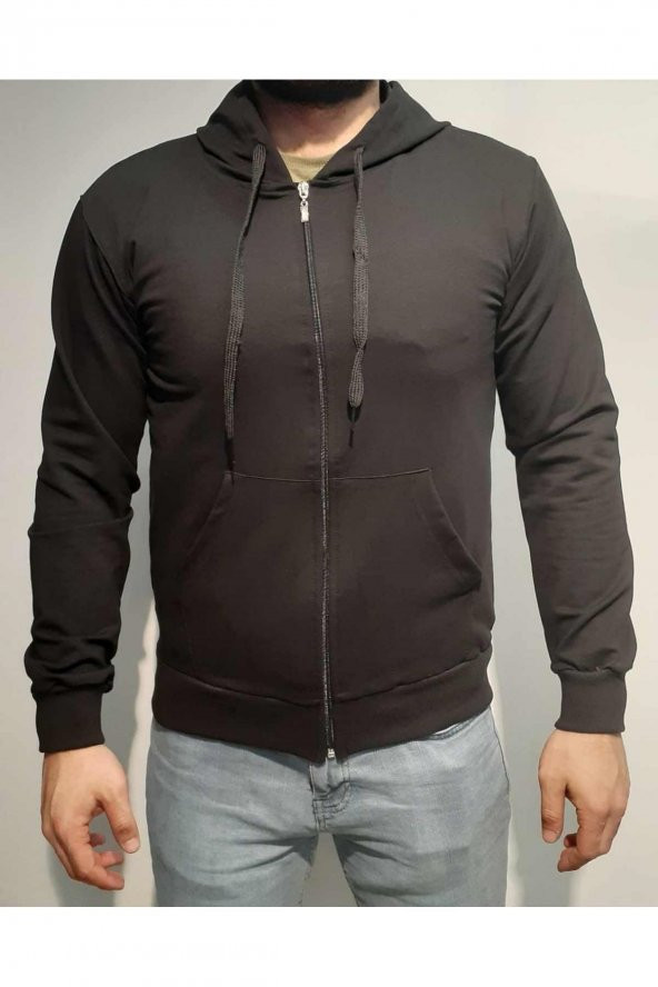 BLUES FERMUARLI KAPUŞONLU SWEATSHİRT/HIRKA PENYE ORTA KALIN