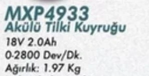 MAx Extra MXP 4933 18V 2.0 Ah Li-Ion Akülü Tilki Kuyruğu Kömürsüz - Resim 2