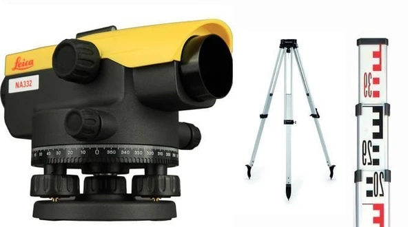 Leica NA332 Optik Nivo Set +RTM01 Tripod+ RMM 05 Mira - 1