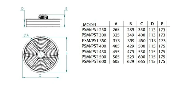 Fanexfan PSM 600 Aksiyal Sanayi Aspiratör (Monofaze) 600mm - Resim 2