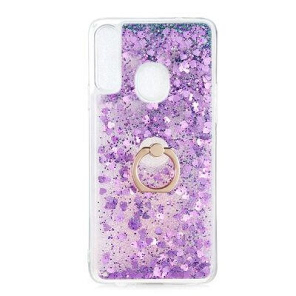 Samsung Galaxy A20S Kılıf Sulu Simli Akışkan Silikon
