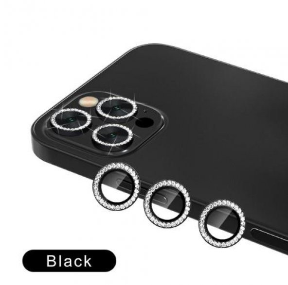 Binano Iphone 12 Pro Max Taşlı Siyah Kamera Koruyucu ürün görseli