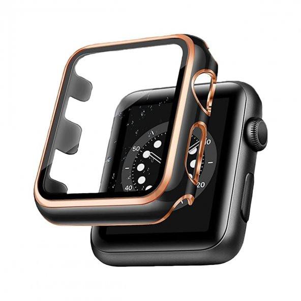 BİNANO APPLE WATCH 42MM STAR KASA VE EKRAN KORUYUCU ROSE GOLD