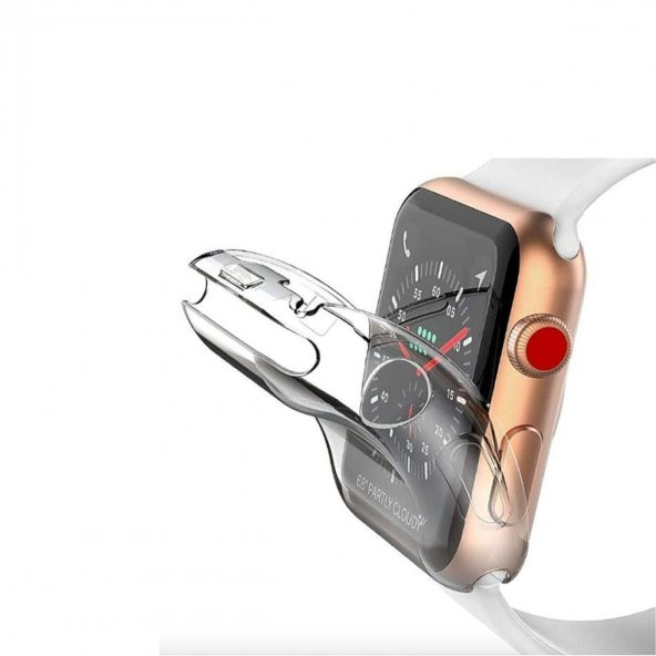 BİNANO APPLE WATCH 38MM SİLİKON KASA VE EKRAN KORUYUCU ŞEFFAF - Resim 4