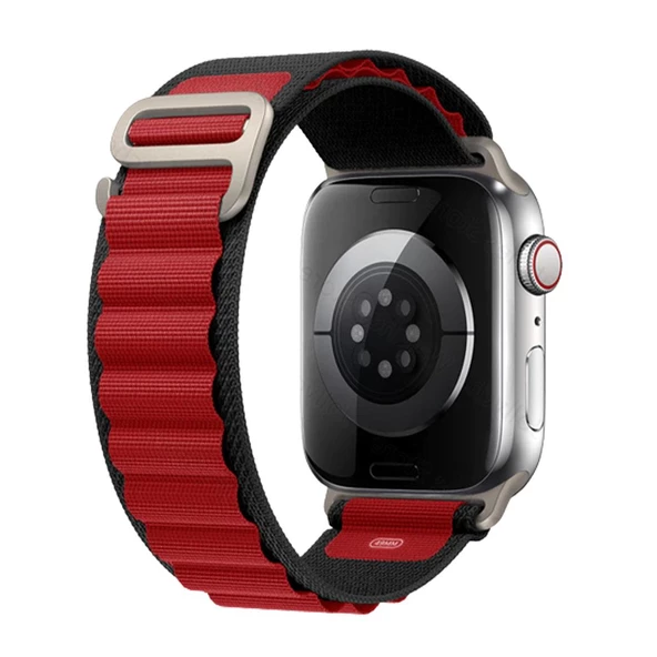 E2M APPLE WATCH 38-40-41MM KRD-26 ALPINE ÇİFT RENKLİ BORDO KORDON ürün görseli 1