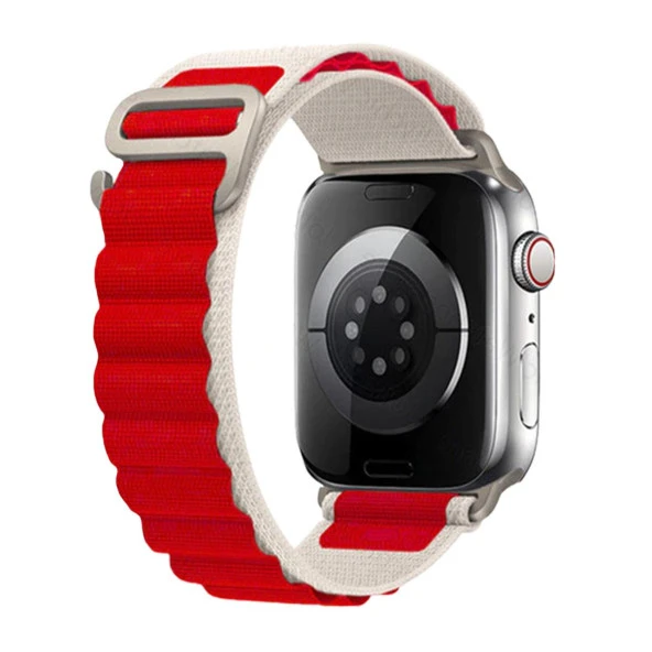 E2M APPLE WATCH 42-44-45-49MM KRD-26 ALPINE ÇİFT RENKLİ KIRMIZI KORDON