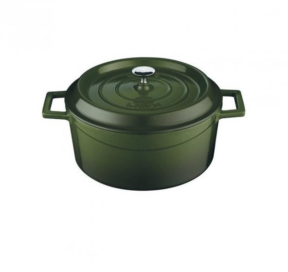 Lava Trendy Yuvarlak 24 cm Demir Döküm Derin Tencere Yeşil