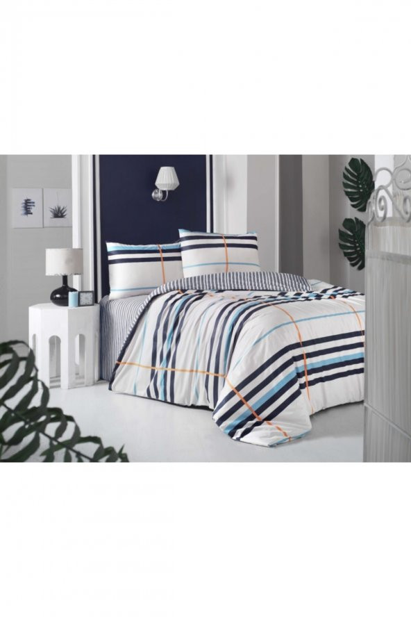 Çift Kişilik Nevresim Takımı - Striped Turkuaz
