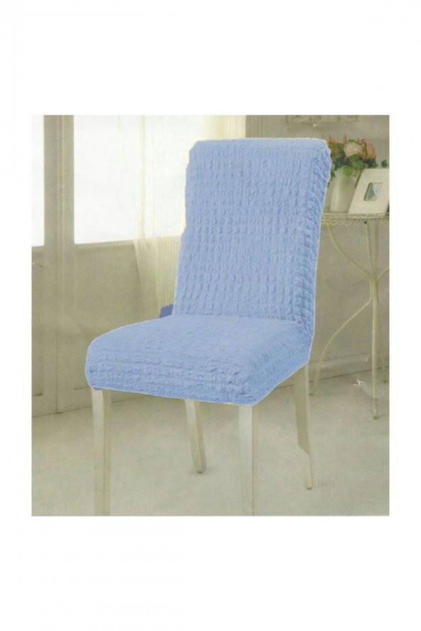 Sandalye Kılıfı Likralı Bürümcük Mavi 6 Adet