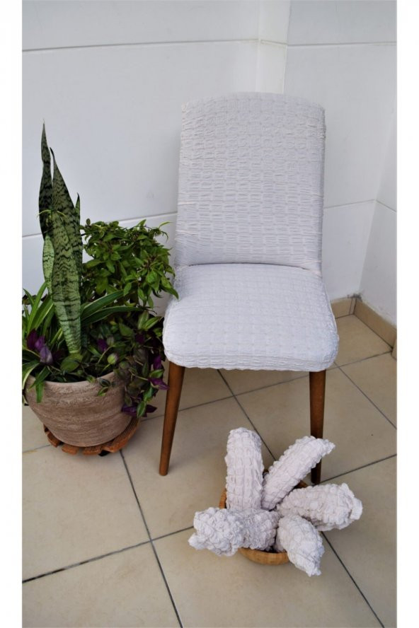 Beyaz Sandalye Kılıfı 6lı Set ürün görseli