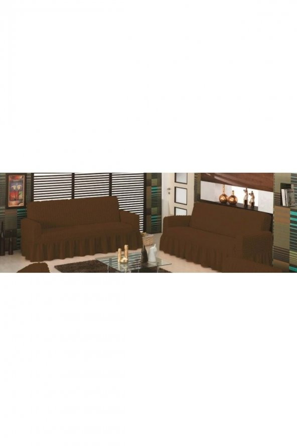 Kahve Bürümcük Koltuk Örtüsü Maxi Çekyat (3+3) ürün görseli