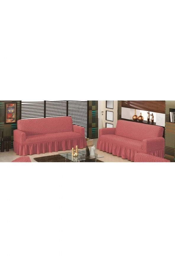 Gül Kurusu Bürümcük Maxi Çekyat Koltuk Örtüsü(3+3) ürün görseli