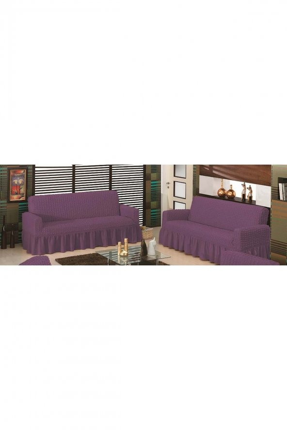 Mor Bürümcük Maxi Çekyat Koltuk Örtüsü (3+3) ürün görseli