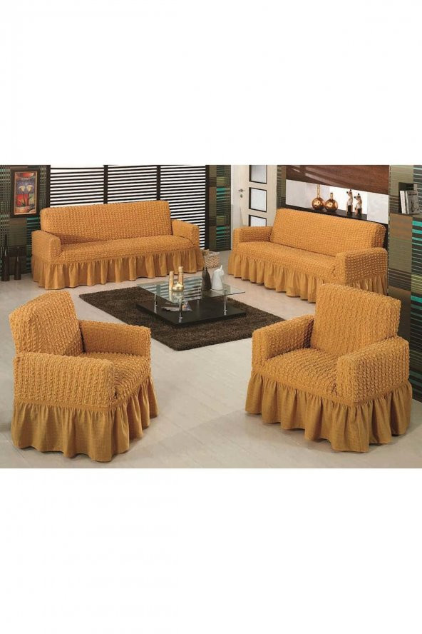 Bürümcük Koltuk Örtüsü Maxi Takım(3+3+1+1)-K.Hardal ürün görseli