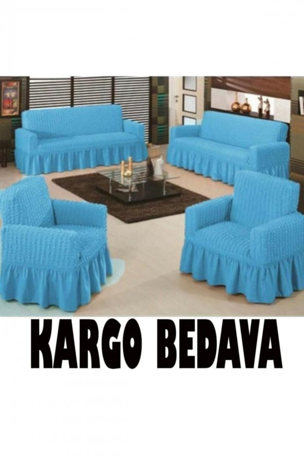 Koltuk Örtüsü Bürümcük Maxi 3+3+1+1 Mavi ürün görseli