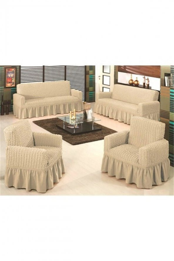 Koltuk Örtüsü Bürümcük Maxi 3+3+1+1 Naturel ürün görseli