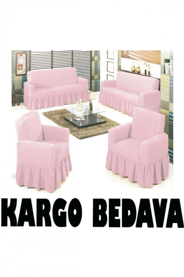 Koltuk Örtüsü Bürümcük Maxi 3+3+1+1 Pembe ürün görseli