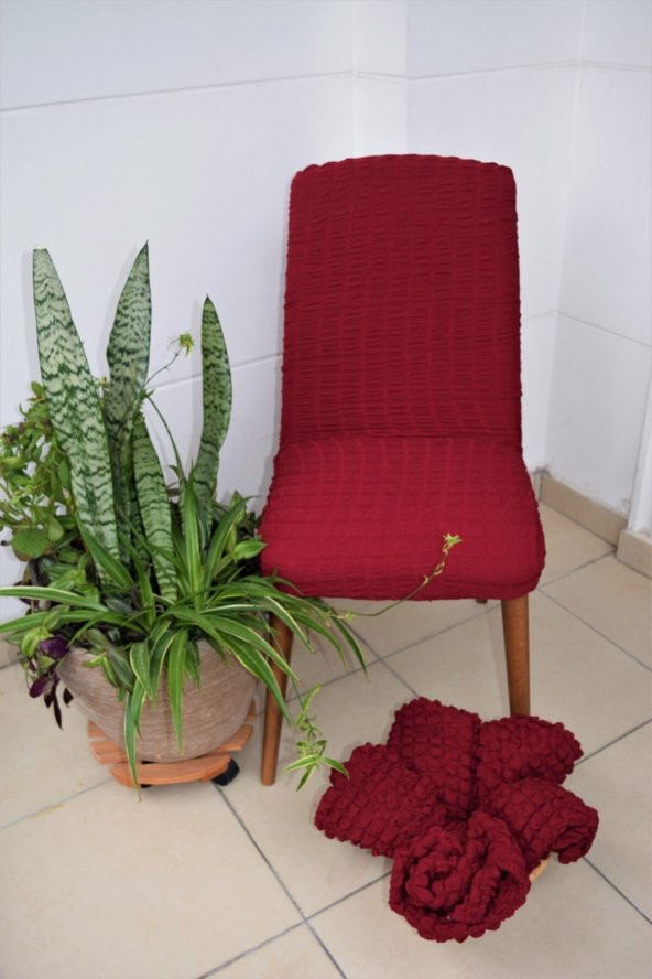 Bürümcük Bordo 6 Lı Sandalye Kılıfı