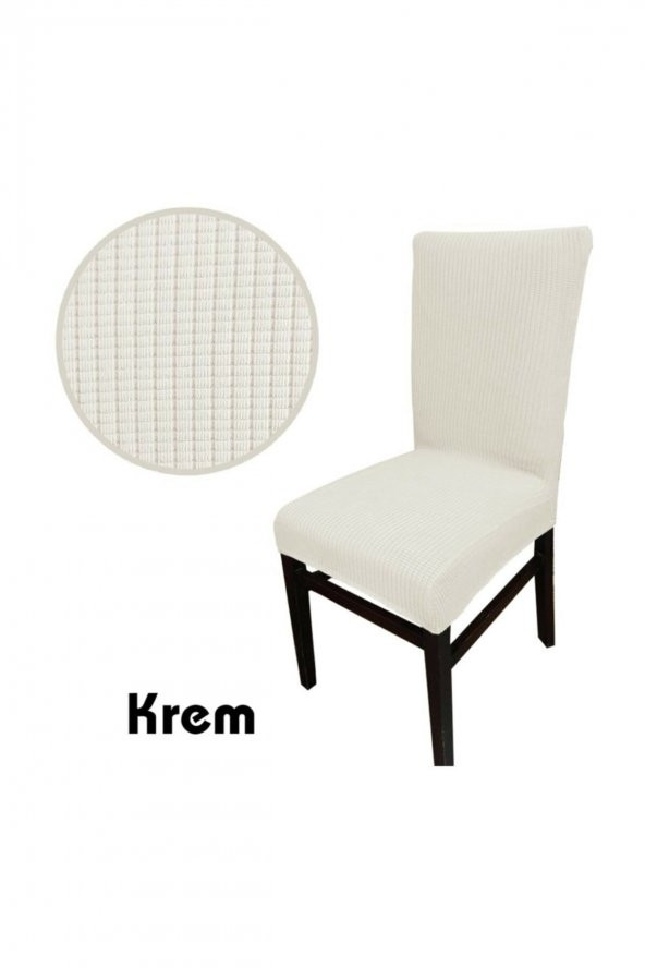Bambu 6 lı Krem Sandalye Kılıfı