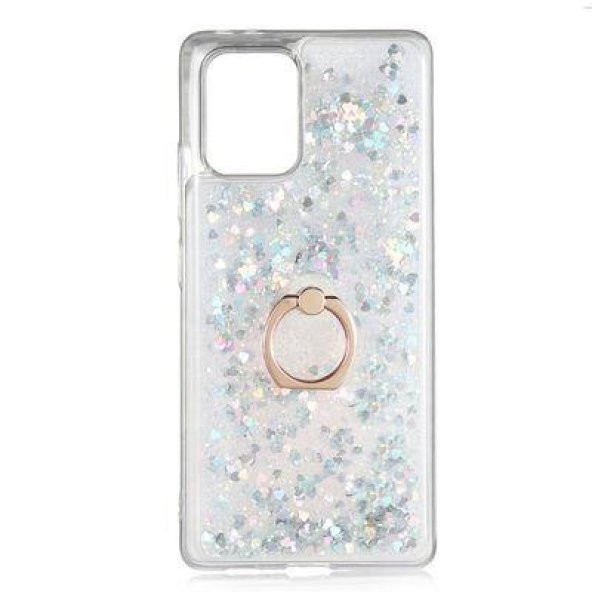 Samsung Galaxy A91 (S10 Lite) Kılıf Sulu Simli Akışkan Silikon - Resim 6