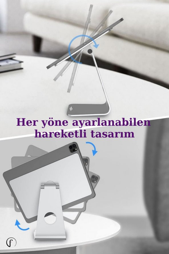 Apple iPad 12,9 Serisi Fuchsia FS609 Magnetik Tablet Standı - 5