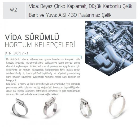 Mikalor 200 Adet W2 Hortum Kelepçesi 16-27 mm 430 Paslanmaz - 3