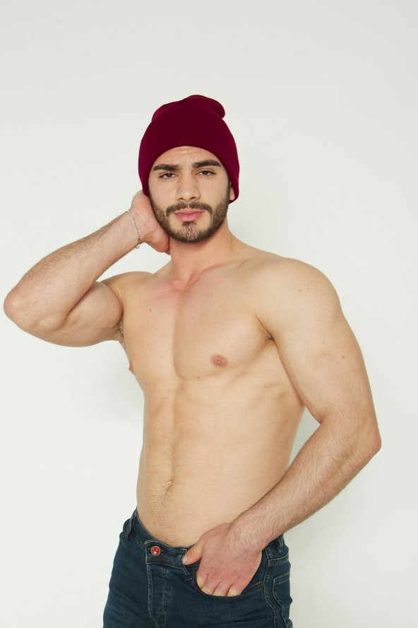 Unisex Bordo Katlamalı Bere - 4