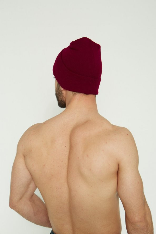 Unisex Bordo Katlamalı Bere - 8