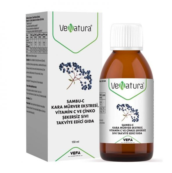 Venatura Sambu-C Kara Mürver Ekstresi, Vitamin C Ve Çinko Takviye Edici Gıda 150 Ml ürün görseli 1