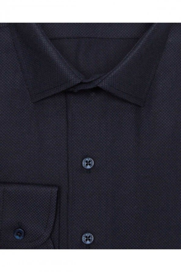 Slim Fit Armür Desenli Erkek Gömlek - 3
