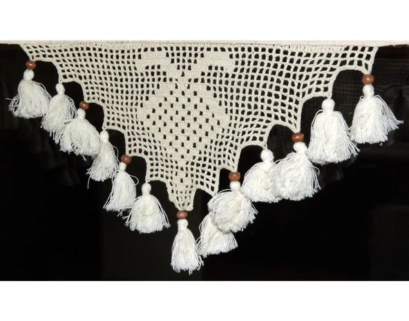 Buldan İşi 2li Paket Örme El İşi Perde Danteli-Çilek Desen - 2