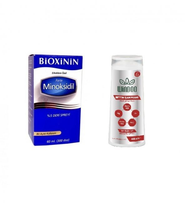 Bioxinin Forte Minoksidil 5 Deri Spreyi 60 ml + Windoo Bıttım Şampuanı Medical Hair Care 400 ml