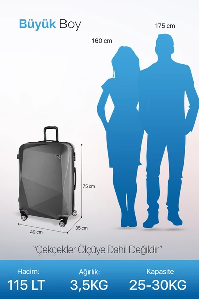 Polo&Sky Elmas Model Gold Renk Büyük Boy Valiz Bavul - 5