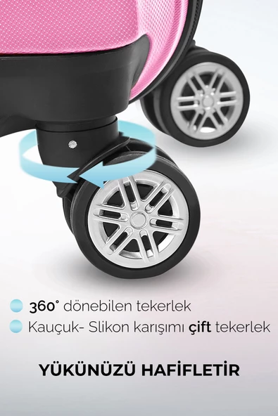 Polo&Sky Elmas Model Pembe Renk Büyük Boy Valiz Bavul - 4