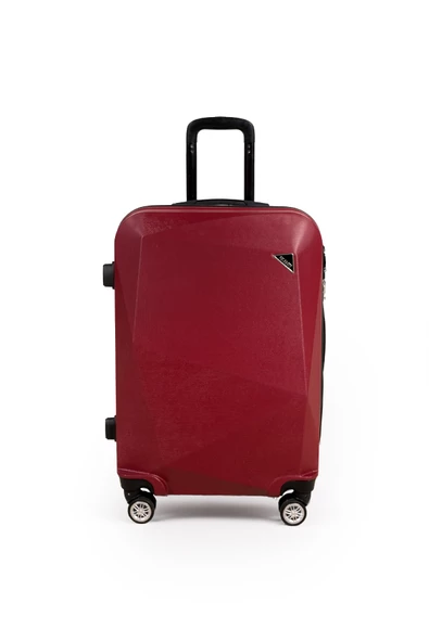 Polo&Sky Elmas Model Vişne Renk Orta Boy Valiz Bavul - 3