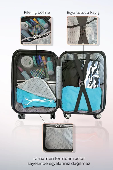 Polo&Sky Elmas Model Vişne Renk Orta Boy Valiz Bavul - 6