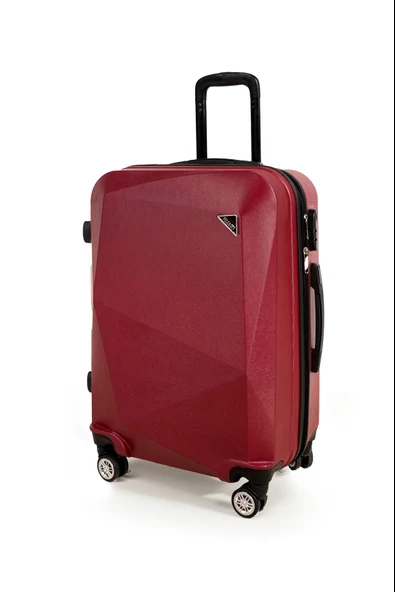 Polo&Sky Elmas Model Vişne Renk Orta Boy Valiz Bavul